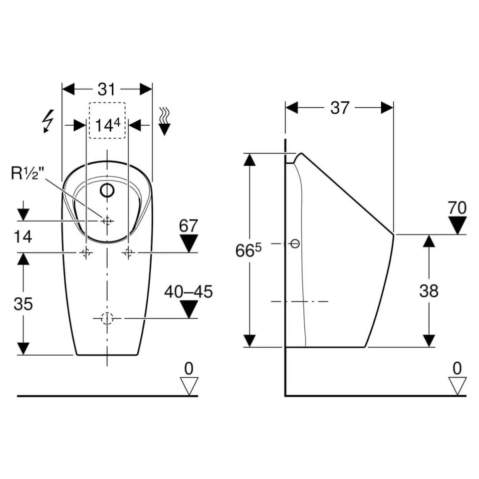 Geberit 116.070.00.1 Urinal Preda For Concealed detail view - Image 2