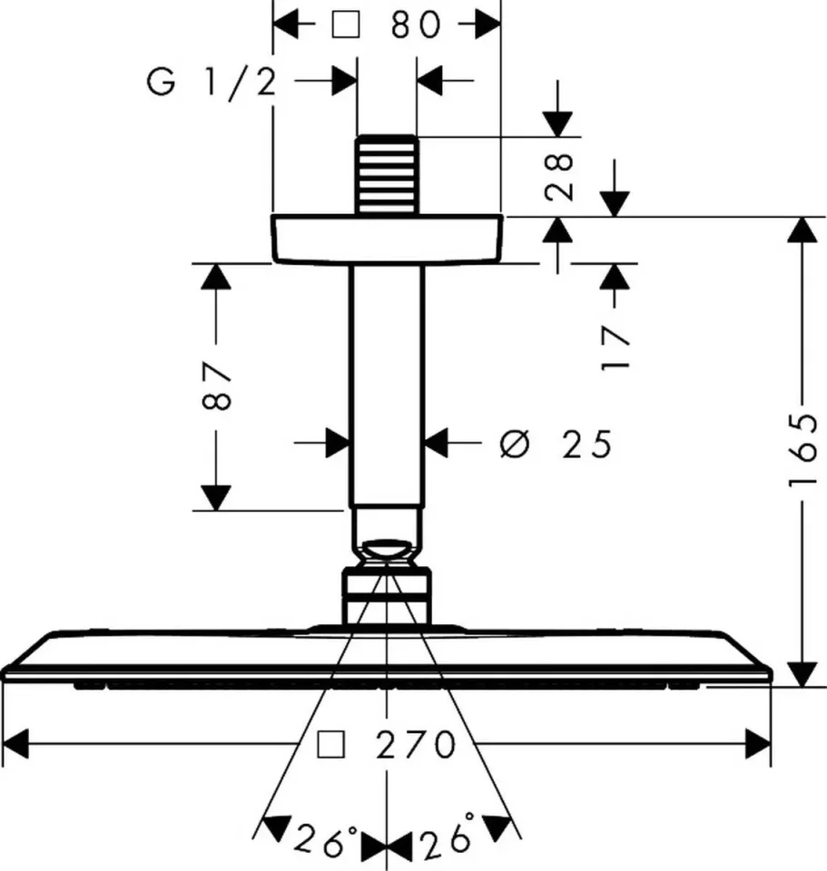 Axor Citterio C Overhead Shower 270/270 1jet With Ceiling Connector Chrome detail view - Image 2