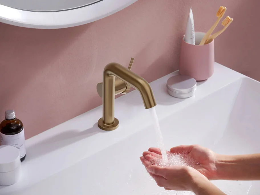 Hansgrohe Tecturis S Single Lever Basin Mixer 110 Fine Coolstart Ecosmart+ With Pop Up-waste Set Brushed Bronze product image - Image 2