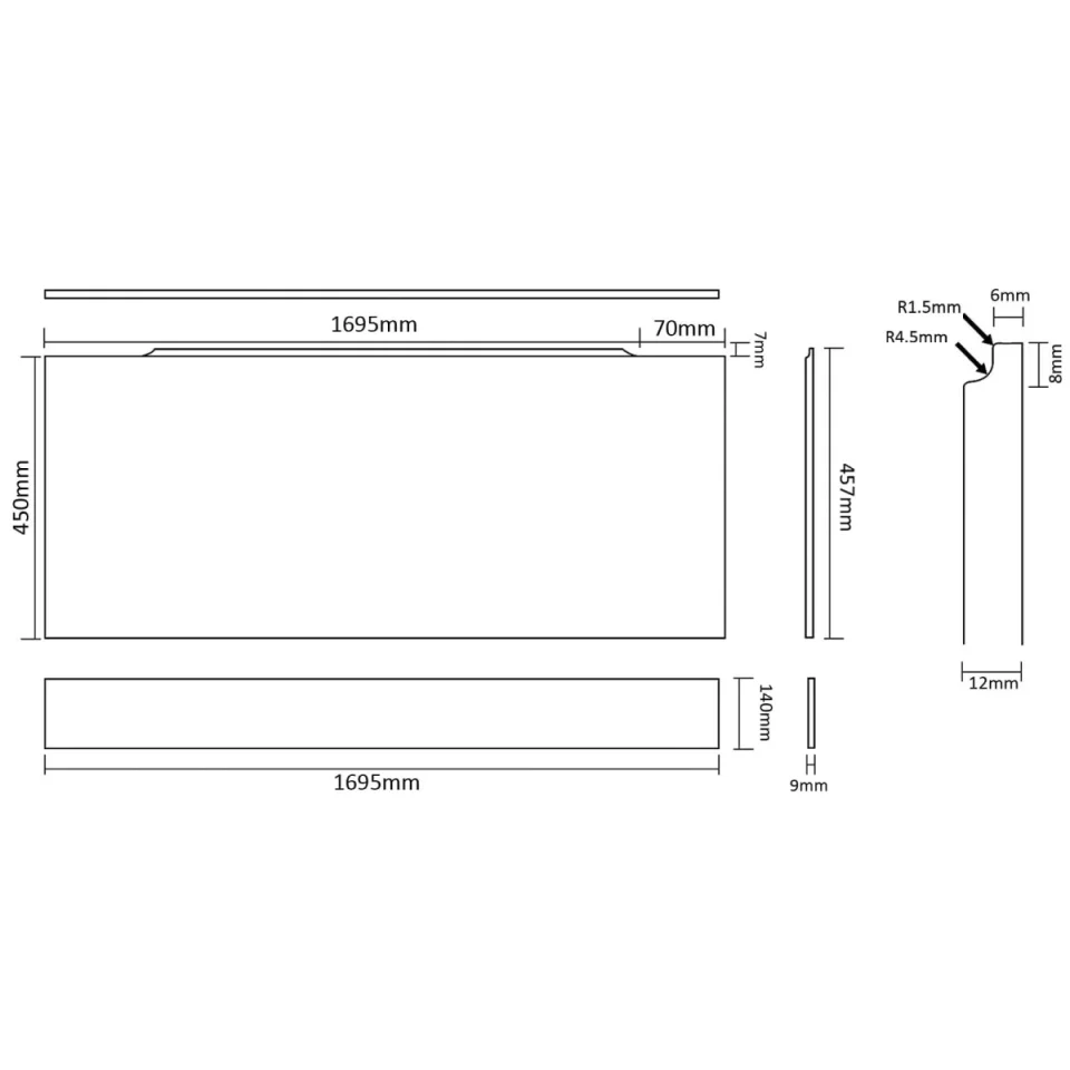 Roper Rhodes 1700mm Isocore Panel & 12mm Plinth - White detail view - Image 2