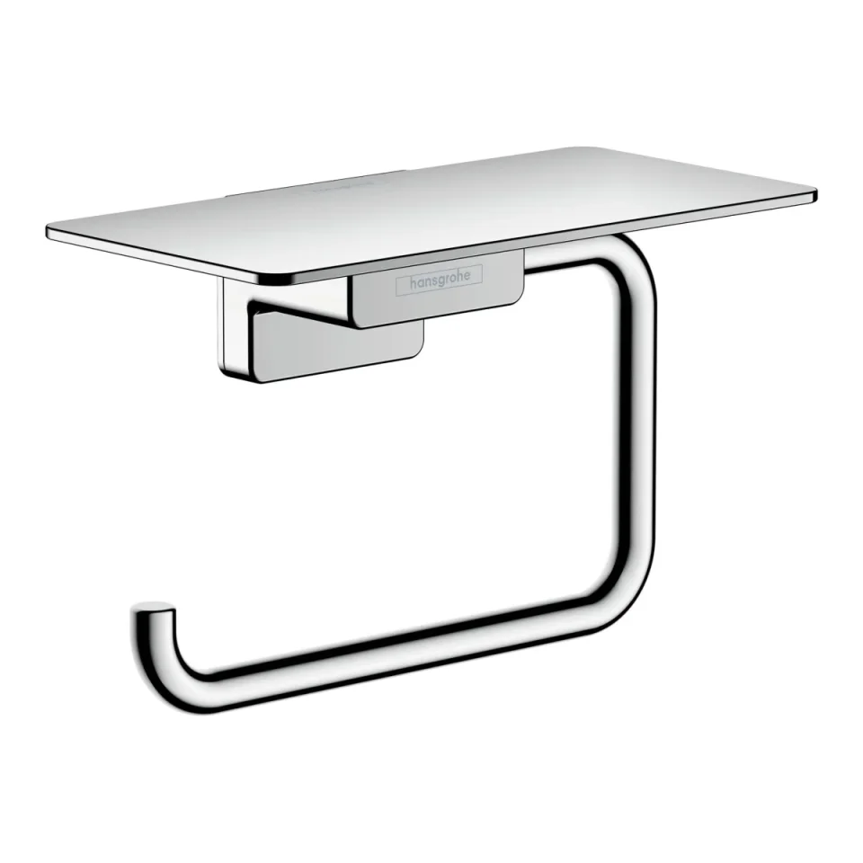 Hansgrohe Addstoris Q Roll Holder With Shelf Chrome detail view - Image 2