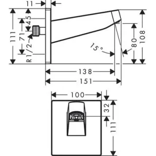 Hansgrohe Pulsify Wall Connector For Overhead Shower 105 Matt Black detail view - Image 2