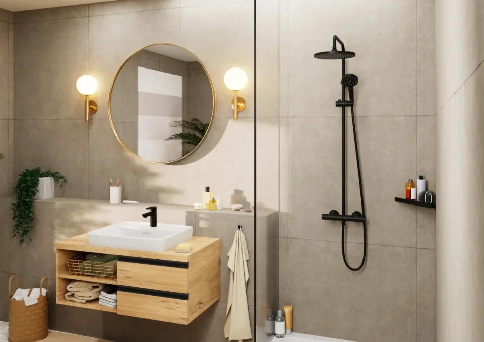 Hansgrohe Vernis Blend Showerpipe 240 1jet With Thermostat Matt Black product image - Image 4