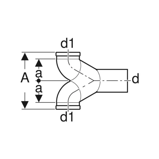 Geberit 367.904.16.1 Duofix Double Outlet Bend detail view - Image 3