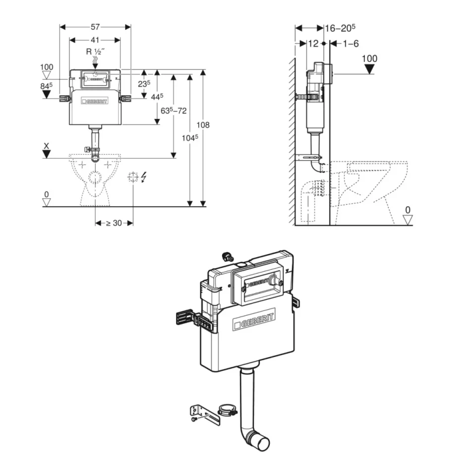 Geberit Delta 120mm Concealed Cistern (excl. Flush Plate) product image - Image 4