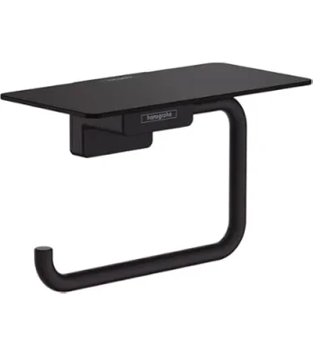 Hansgrohe Addstoris Q Roll Holder With Shelf Matt Black product image - Image 2