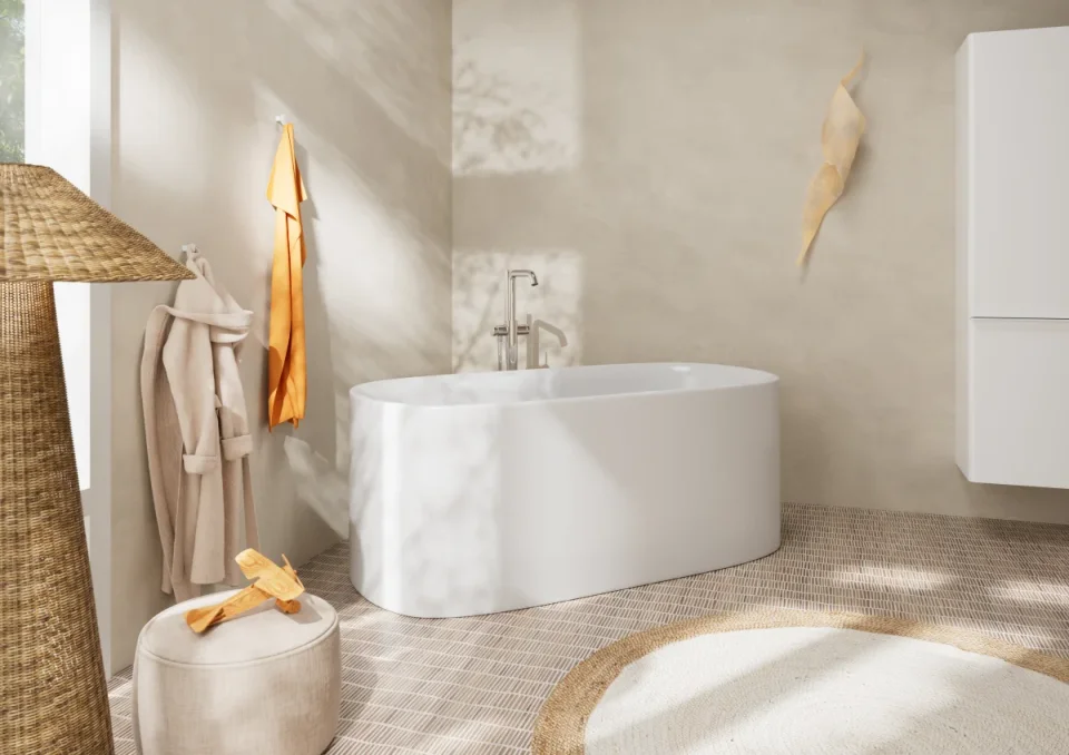 Hansgrohe Tecturis S Single Lever Bath Mixer Floor-standing Chrome detail view - Image 2