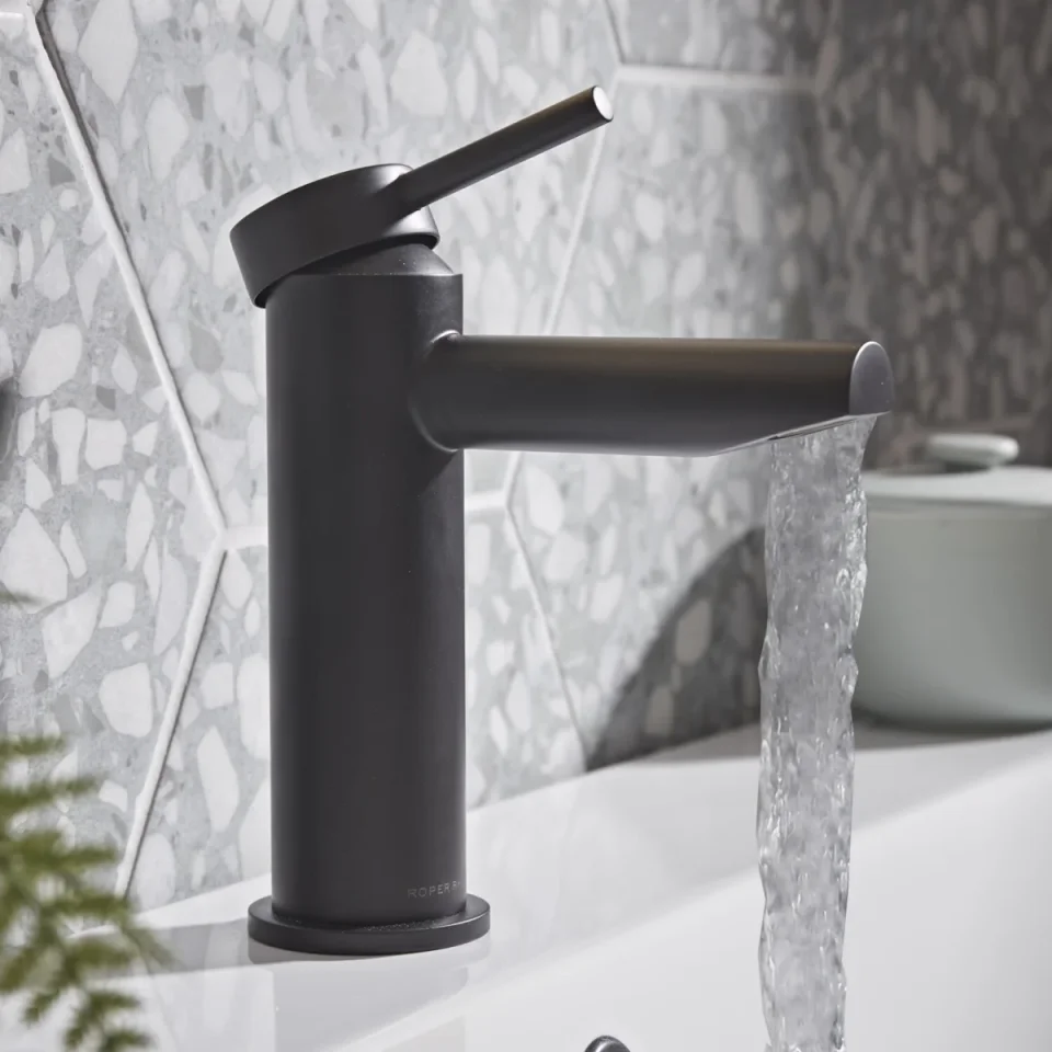 Roper Rhodes Storm-nova Basin Mixer With Click Waste - Black detail view - Image 2
