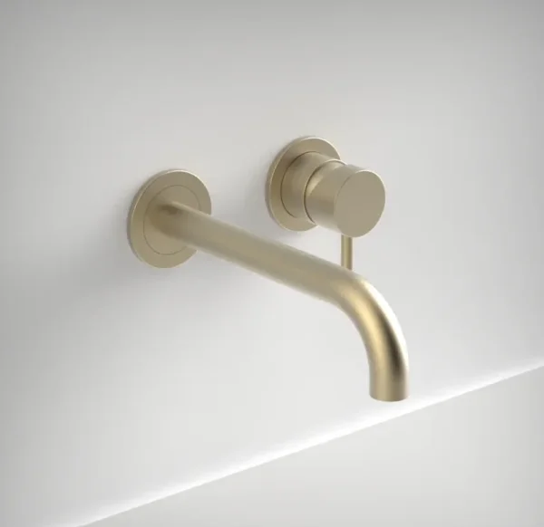 Ava Trend 2 Hole Wall Mounted Basin Mixer W/ Flanges 2.0 - Brushed Brass