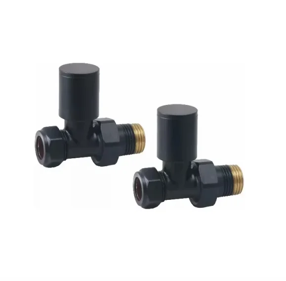 Ava Straight Radator Valve - Black product image - Image 1