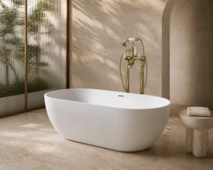 Stonekast Pebble Freestanding Bath 1700 X 800 X 540mm Matt White (waste Included)