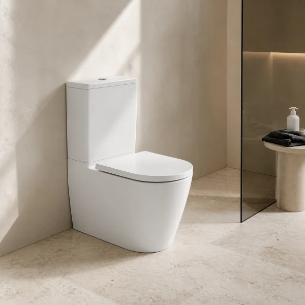 Faeber Zero Close Coupled Toilet Pan With Seat - Tornado Flush - Gloss White