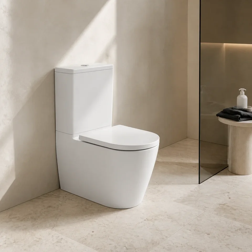 Faeber Zero Close Coupled Toilet Pan With Seat - Tornado Flush - Gloss White product image - Image 1
