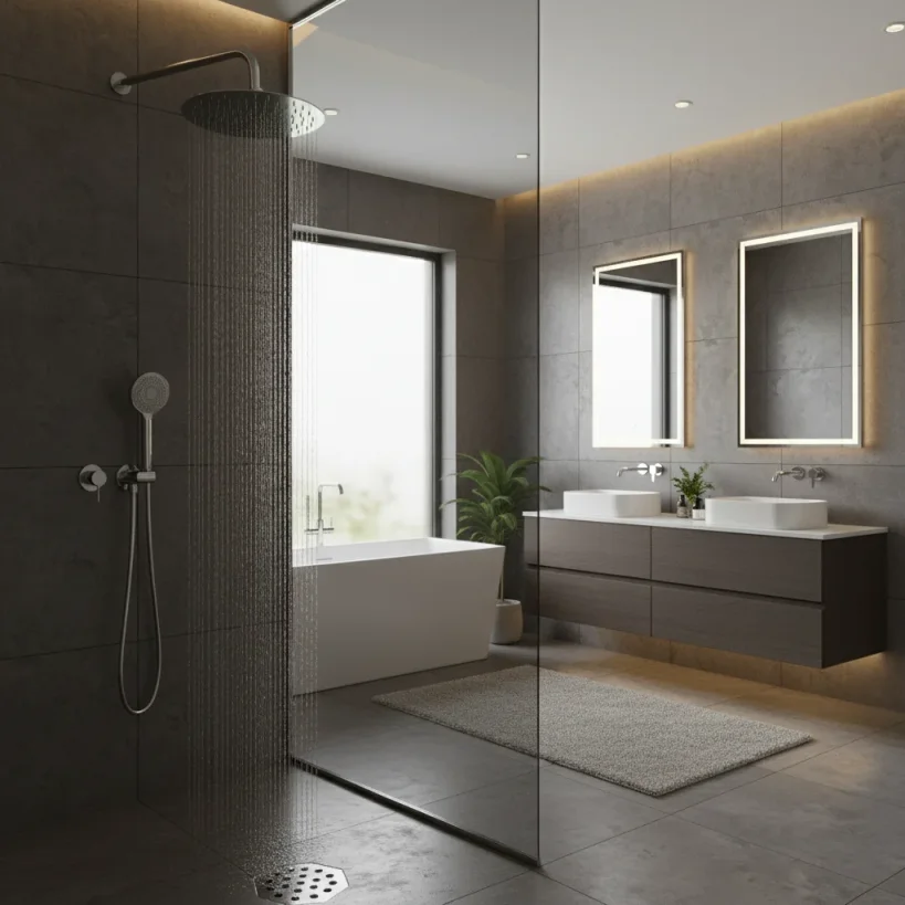 Ava Round 250mm Shower Head (8mm Thickness) - Polished Stainless Steel detail view - Image 6