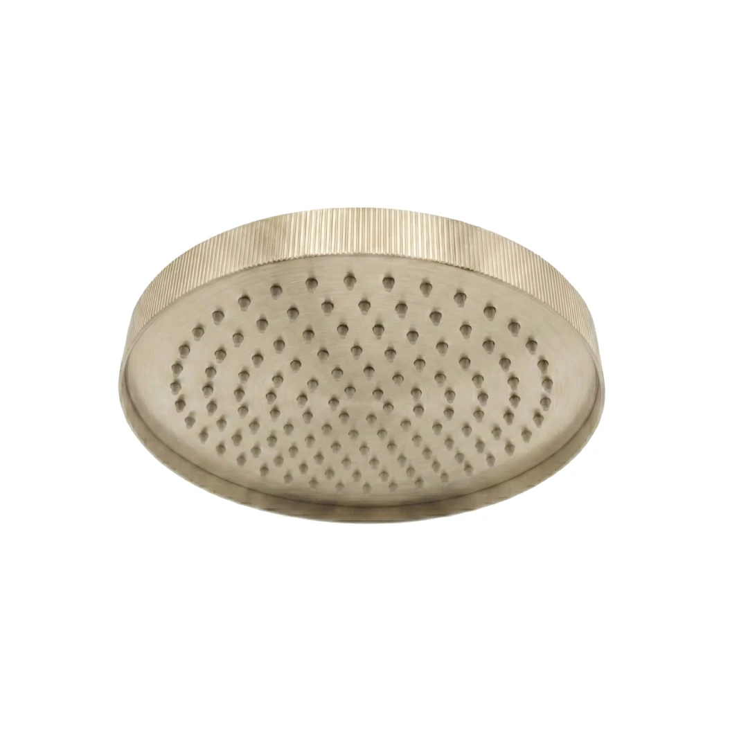 AVA Fluted 250mm Stainless Steel Shower Head - Brushed Brass