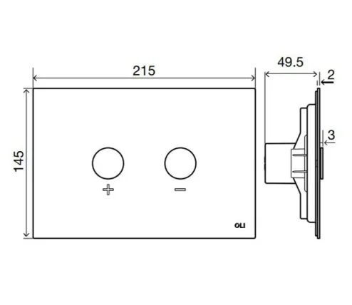 Blink Pneumatic Dual Flush Plate Matt Black RT technical drawing - Image 4