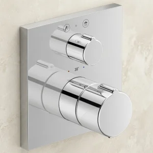 Duravit C.1 2 Outlet Thermostatic Shower Mixer Valve with Diverter and Square Backplate Chrome