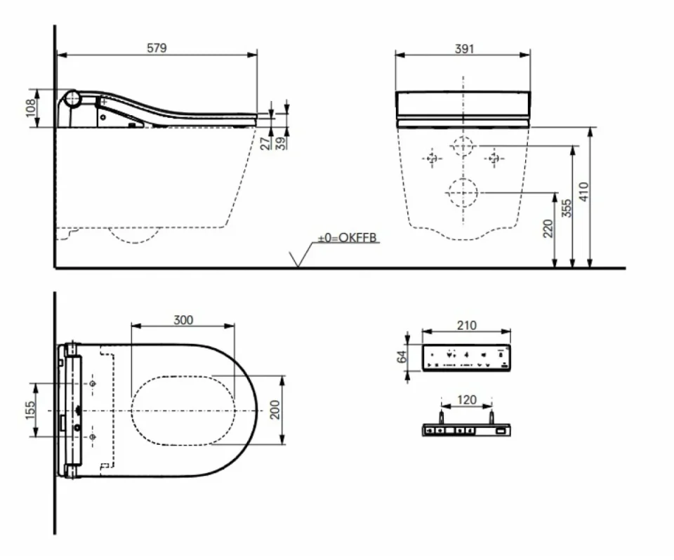 Toto Washlet Rw Auto Flush White Trim technical drawing - Image 6