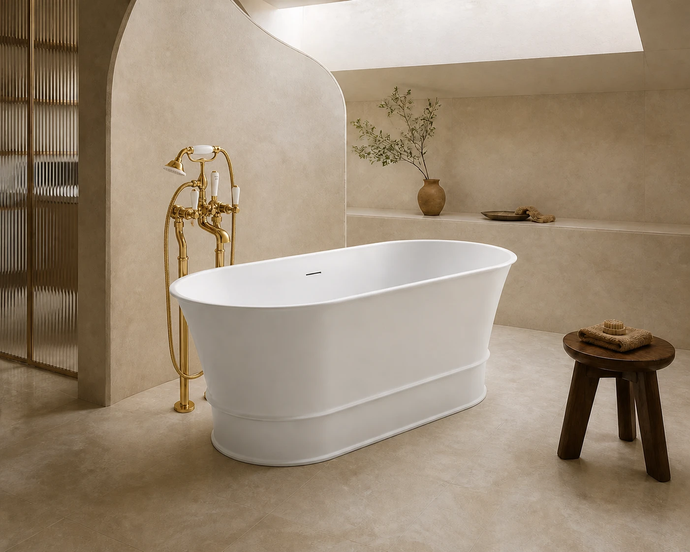 Stonekast Classic Mini Freestanding Bath 1500 X 700 X 600mm Matt White (waste Included)