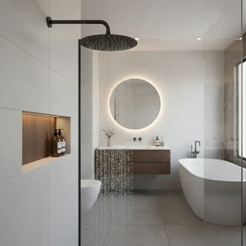 Ava Round 250mm Shower Head (8mm Thickness) - Brushed Black detail view - Image 6