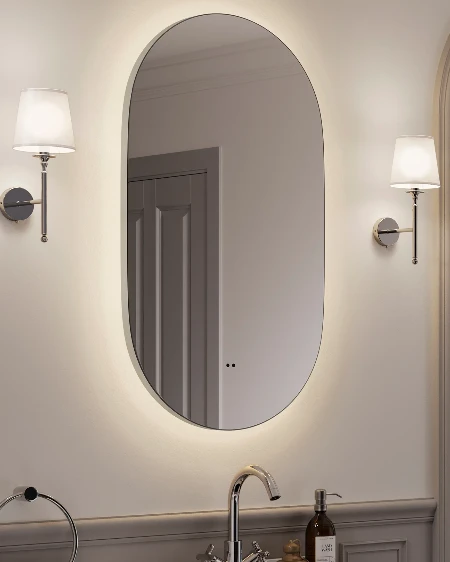 HiB Arcane Illuminated Frame Bathroom Mirror 40x80cm - Chrome 