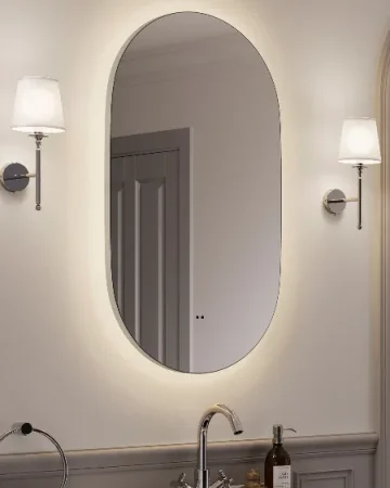 HiB Arcane Illuminated Frame Bathroom Mirror 40x80cm - Chrome  product image - Image 1
