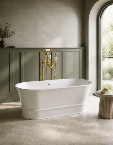 Stonekast Classic Freestanding Bath 1700 X 800 X 600mm Gloss White (waste Included)