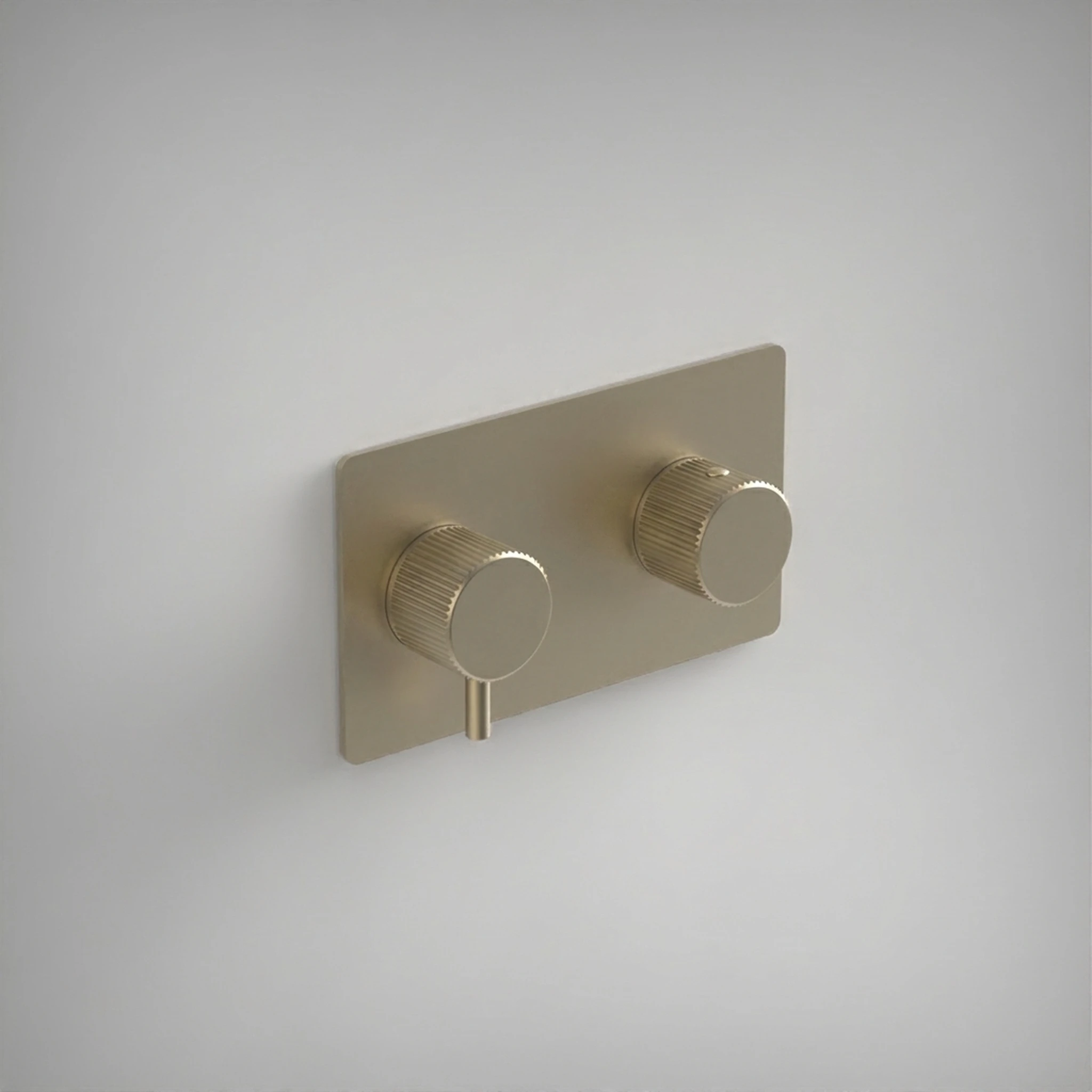 Ava Fluted 2 Way 2 Handle Thermostatic Valve W/ Backplate 3.0 - Brushed Brass