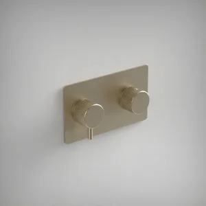 Ava Fluted 2 Way 2 Handle Thermostatic Valve W/ Backplate 3.0 - Brushed Brass