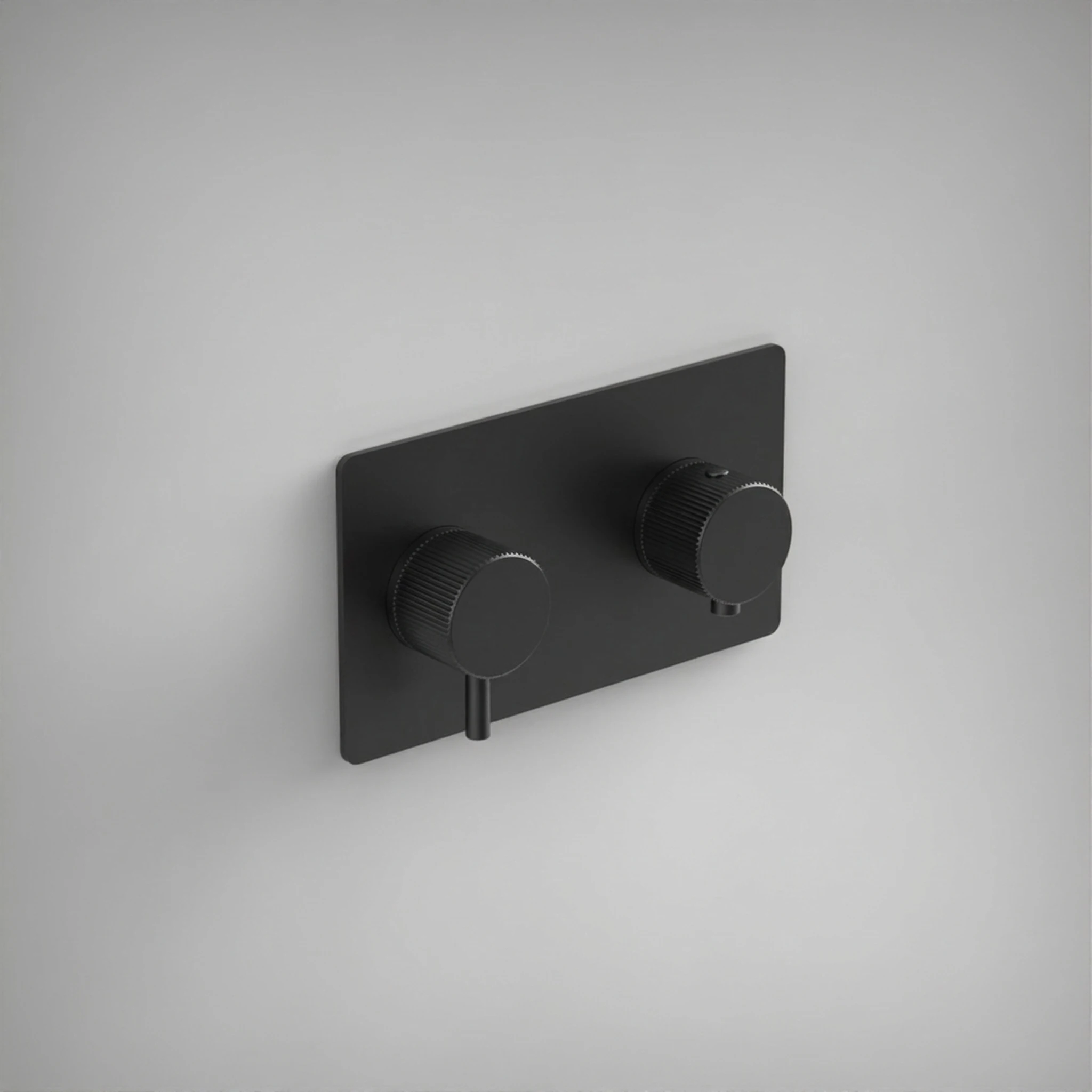 Ava Fluted 2 Way 2 Handle Thermostatic Valve W/ Backplate 3.0 - Brushed Black