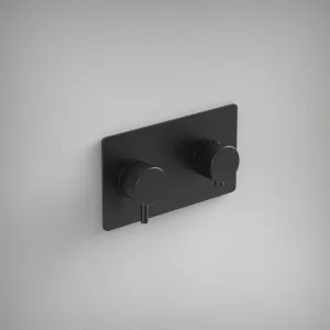 Ava Fluted 2 Way 2 Handle Thermostatic Valve W/ Backplate 3.0 - Brushed Black