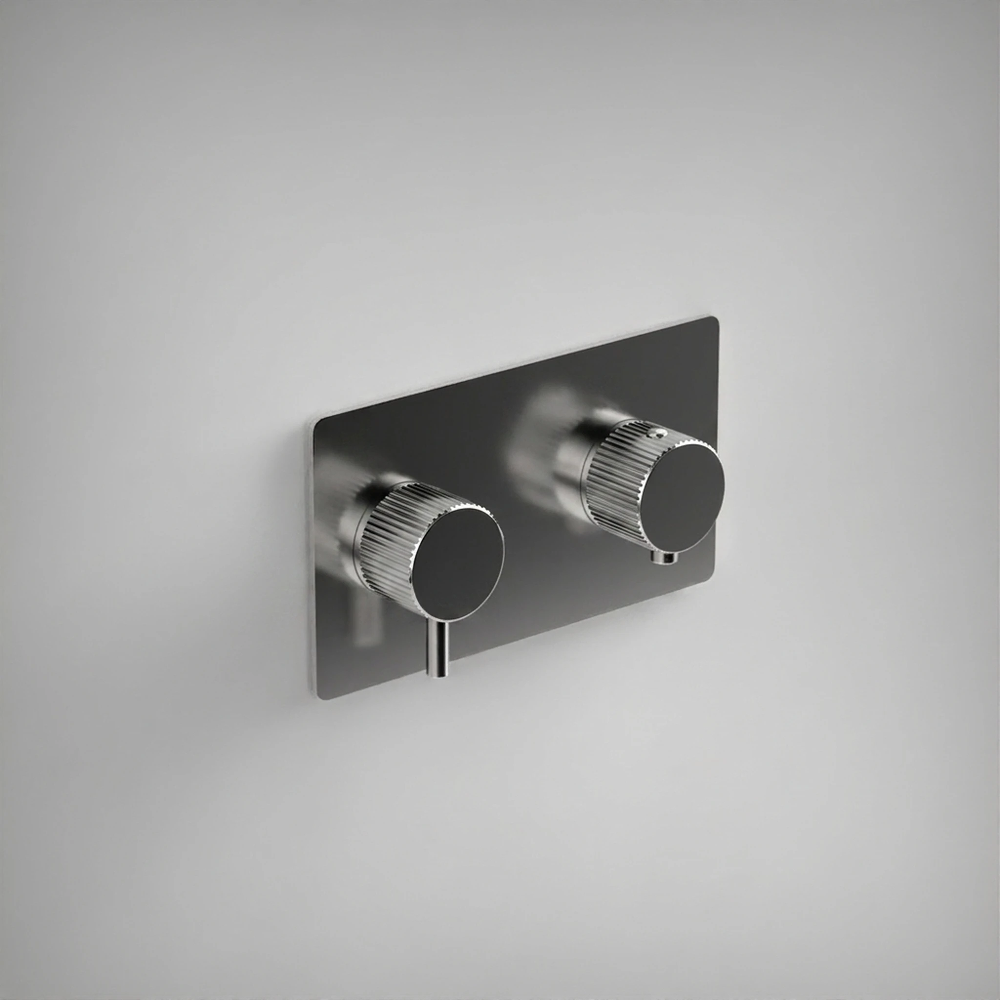 Ava Fluted 2 Way 2 Handle Thermostatic Valve W/ Backplate 3.0 - Polished Stainless Steel