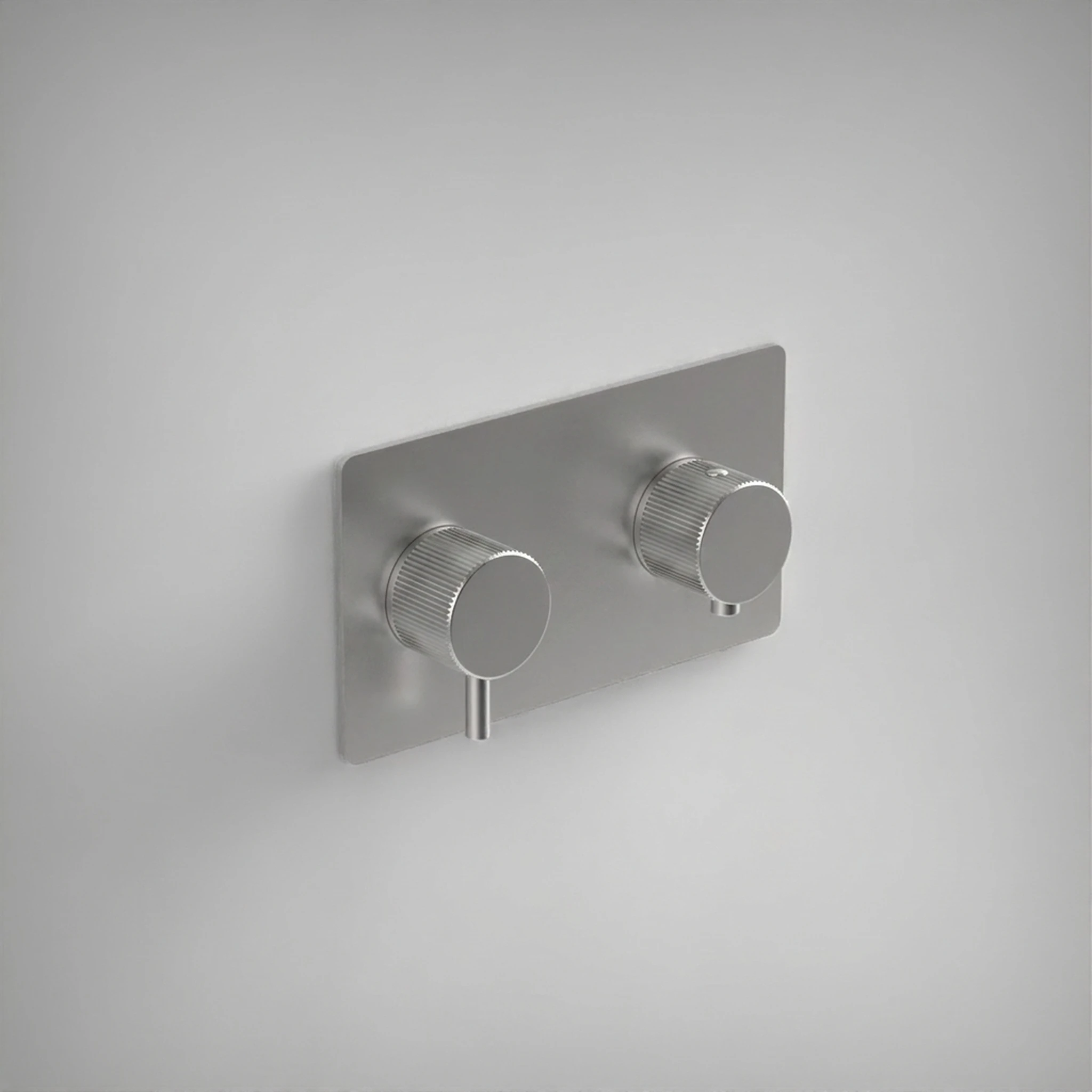 Ava Fluted 2 Way 2 Handle Thermostatic Valve W/ Backplate 3.0 - Brushed Stainless Steel