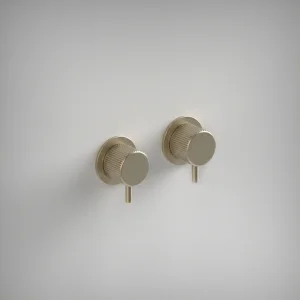 Ava Fluted Hot & Cold Stop Valves W/ Flanges - Brushed Brass