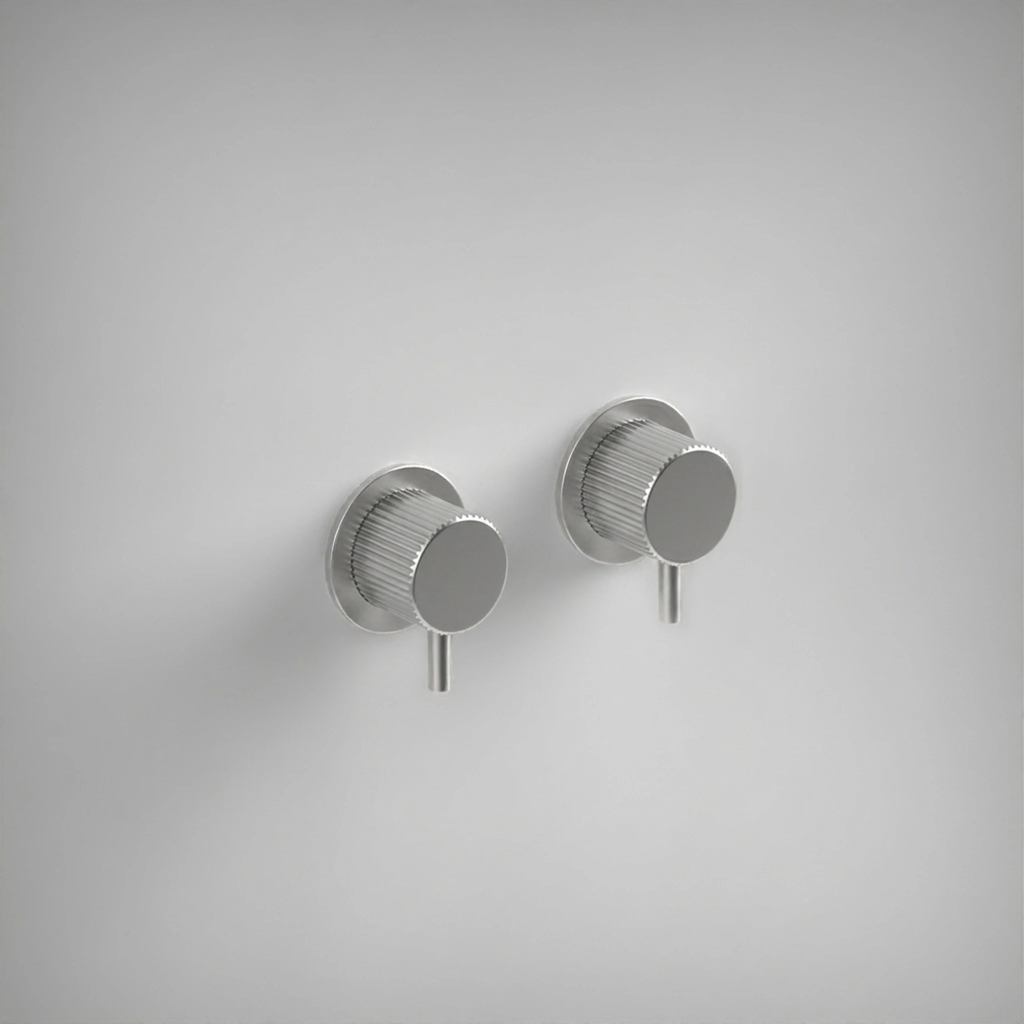 Ava Fluted Hot & Cold Stop Valves W/ Flanges - Brushed Stainless Steel