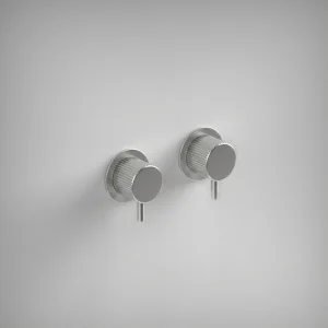 Ava Fluted Hot & Cold Stop Valves W/ Flanges - Brushed Stainless Steel