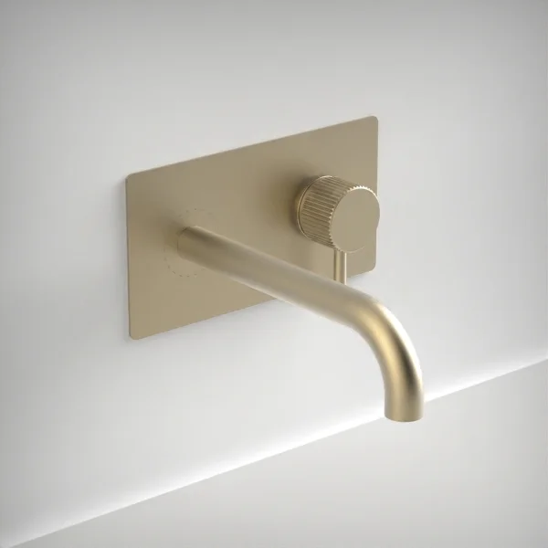 Ava Fluted 2 Hole Wall Mounted Basin Mixer With Back Plate 3.0 - Brushed Brass
