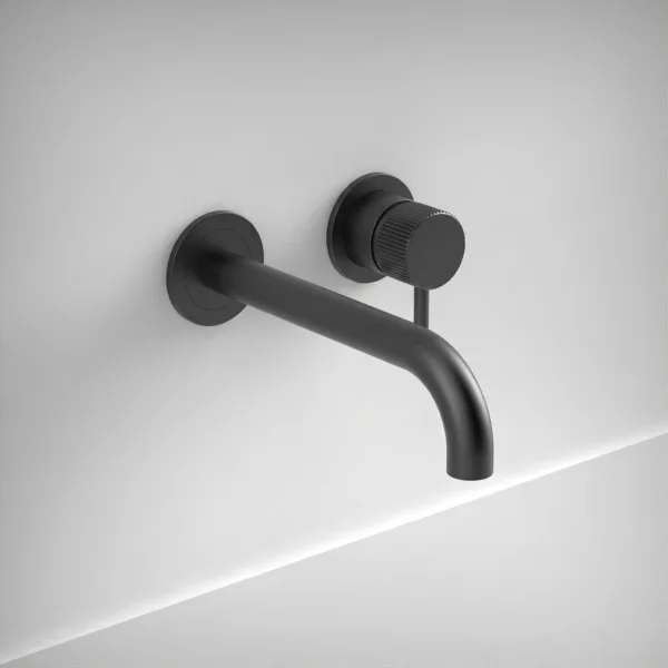 Ava Fluted 2 Hole Wall Mounted Bath Mixer 3.0 - Brushed Black