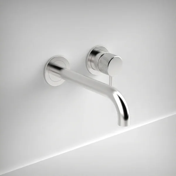 Ava Fluted 2 Hole Wall Mounted Bath Mixer 3.0 - Polished Stainless Steel