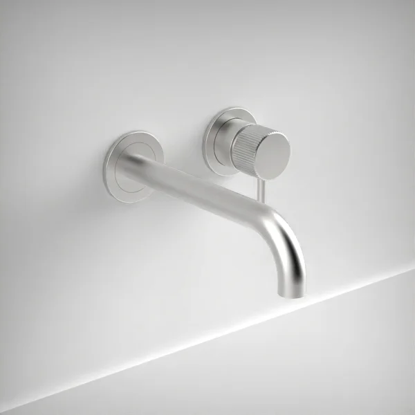 Ava Fluted 2 Hole Wall Mounted Bath Mixer 3.0 - Brushed Stainless Steel