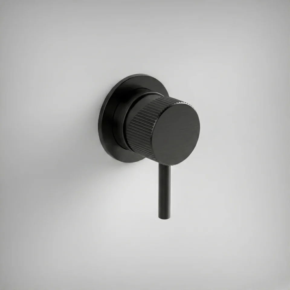 Ava Fluted Manual Mixer Valve W/ Flange 3.0 - Brushed Black product image - Image 1