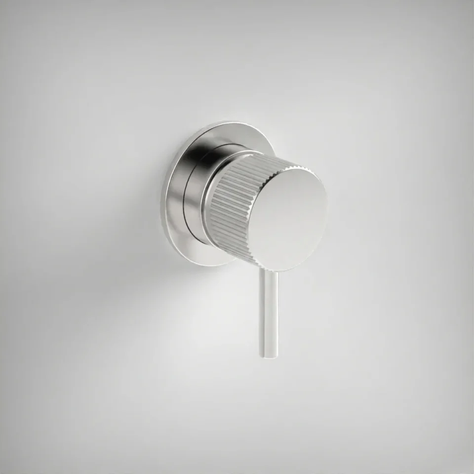Ava Fluted Manual Mixer Valve W/ Flange 3.0 - Brushed Stainless Steel product image - Image 1