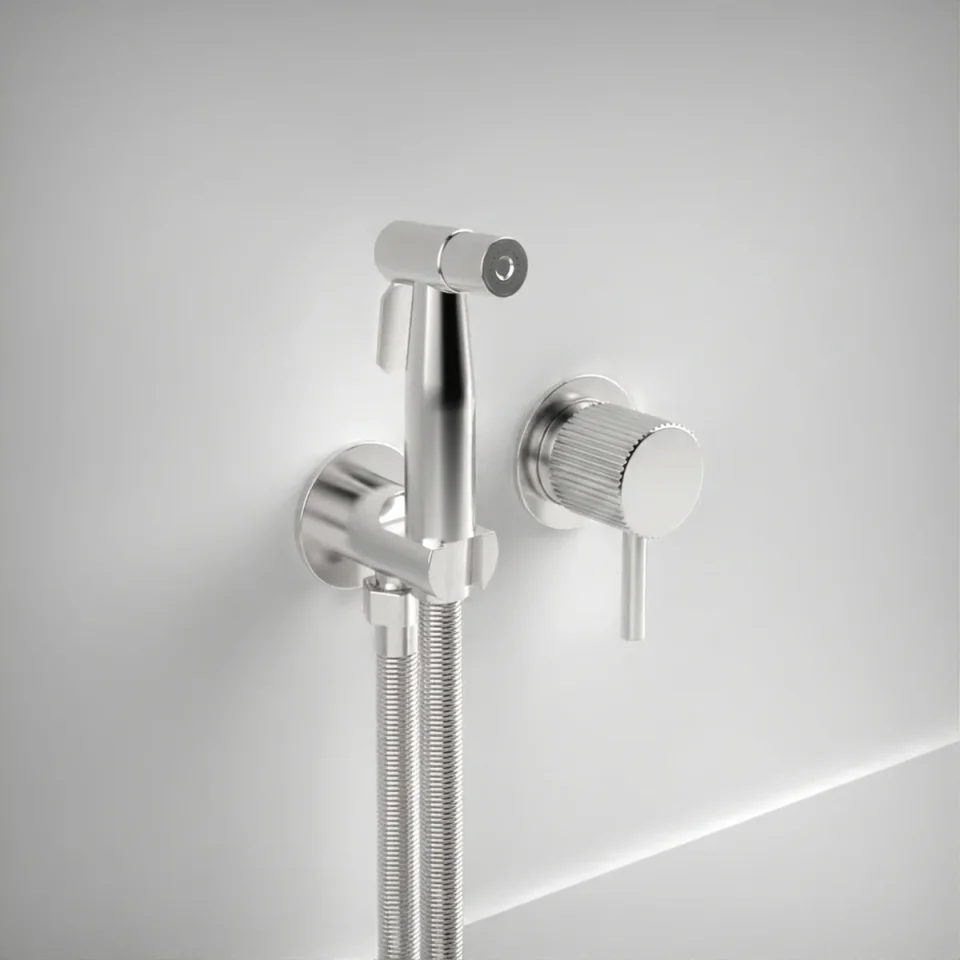 Ava Fluted Douche Kit W/ Flanges 3.0 - Polished Stainless Steel product image - Image 1