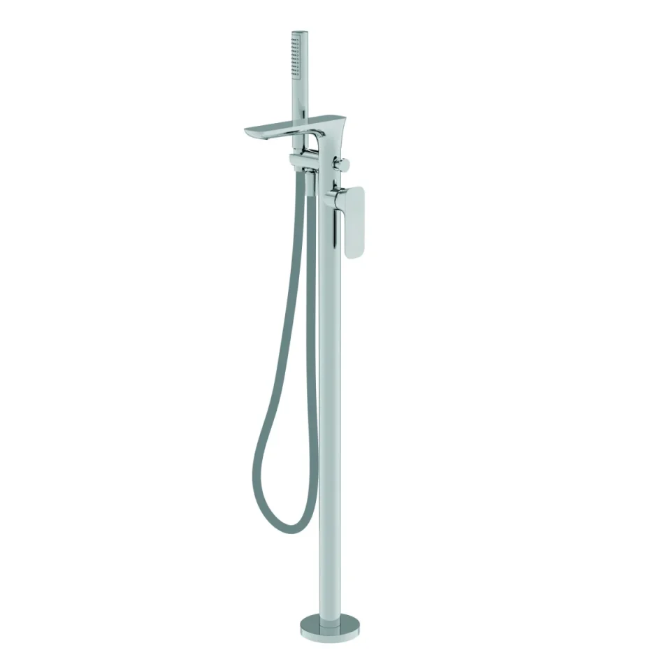 AVA Purity Floor Mounted Bath Shower Mixer Tap with Shower Kit Polished Chrome product image - Image 1