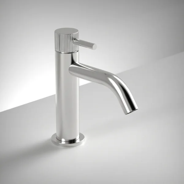Ava Fluted Monobloc Basin Mixer Tap - Polished Stainless Steel