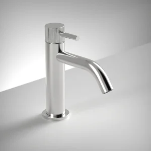 Ava Fluted Monobloc Basin Mixer Tap - Polished Stainless Steel