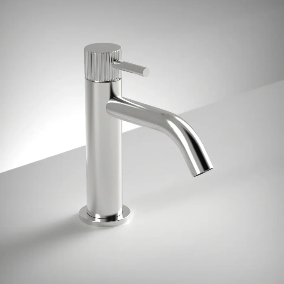 Ava Fluted Monobloc Basin Mixer Tap - Polished Stainless Steel product image - Image 1