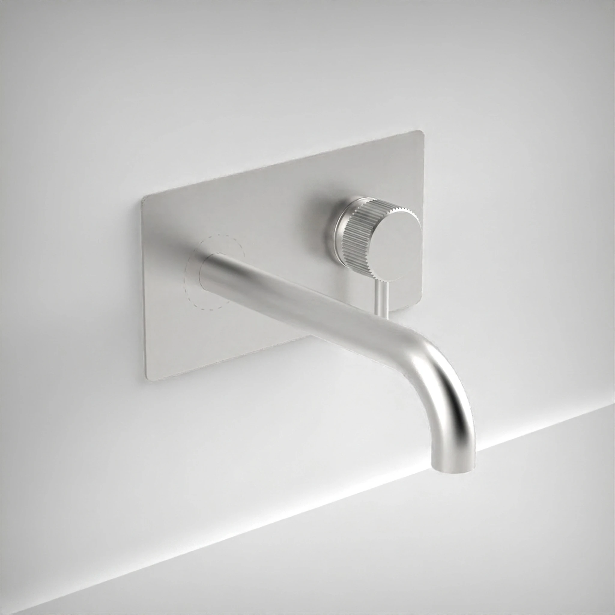 Ava Fluted 2 Hole Wall Mounted Basin Mixer With Back Plate 3.0 - Brushed Stainless Steel