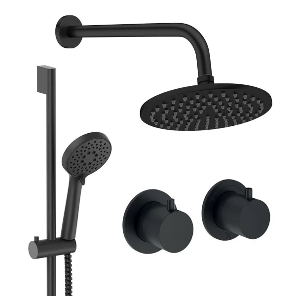 Crosswater Module Shower Set 2 Matt Black 200mm