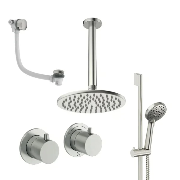 Crosswater Module Shower Set 7 Brushed Nickel 200mm Ceiling Mounted